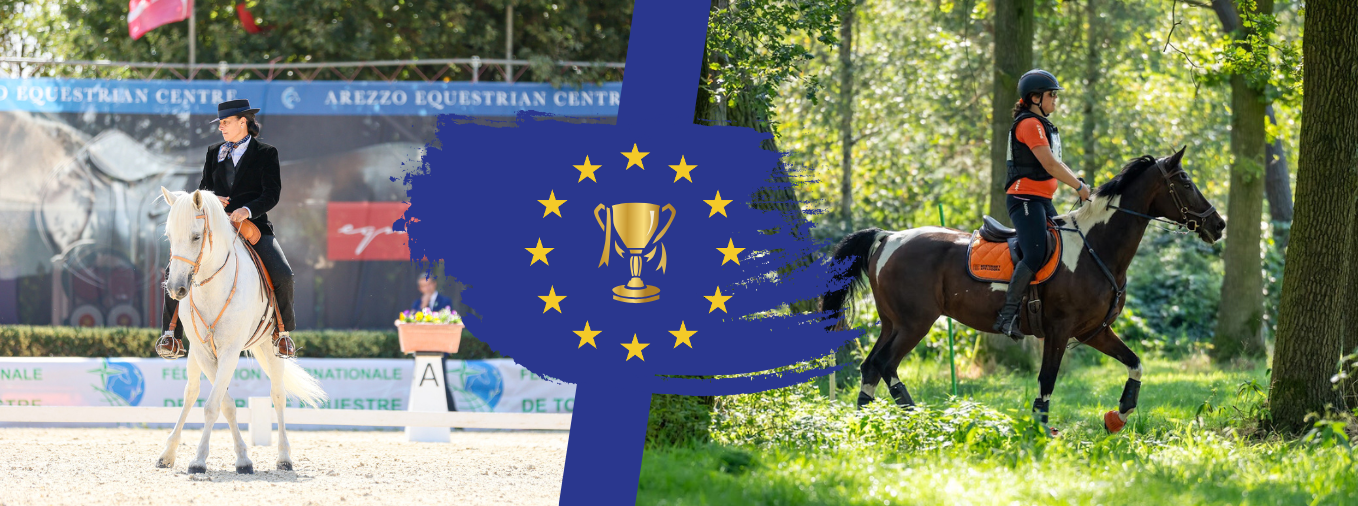 Cavalières en championnats d'Europe de TREC et d'équitation de travail. Bandeau pour 2025
