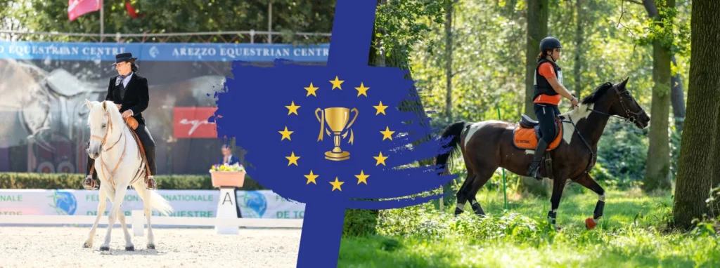 Cavalières en championnats d'Europe de TREC et d'équitation de travail. Bandeau pour 2025